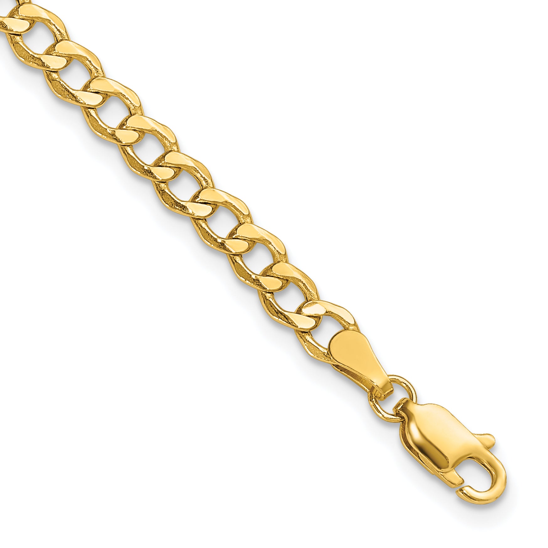 14K 10 inch 4.3mm Semi-Solid Curb with Lobster Clasp Anklet