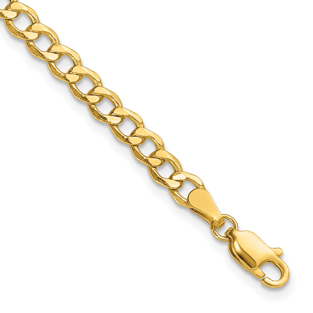 14K 10 inch 4.3mm Semi-Solid Curb with Lobster Clasp Anklet