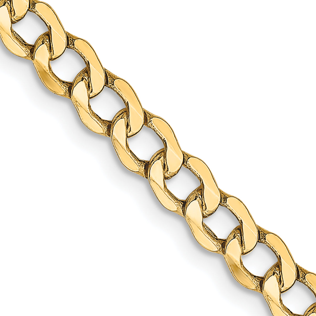 14K 28 inch 4.3mm Semi-Solid Curb with Lobster Clasp Chain