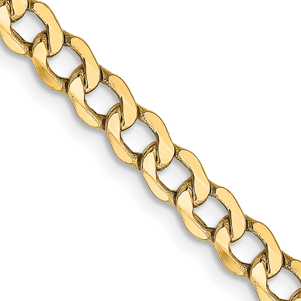 14K 28 inch 4.3mm Semi-Solid Curb with Lobster Clasp Chain