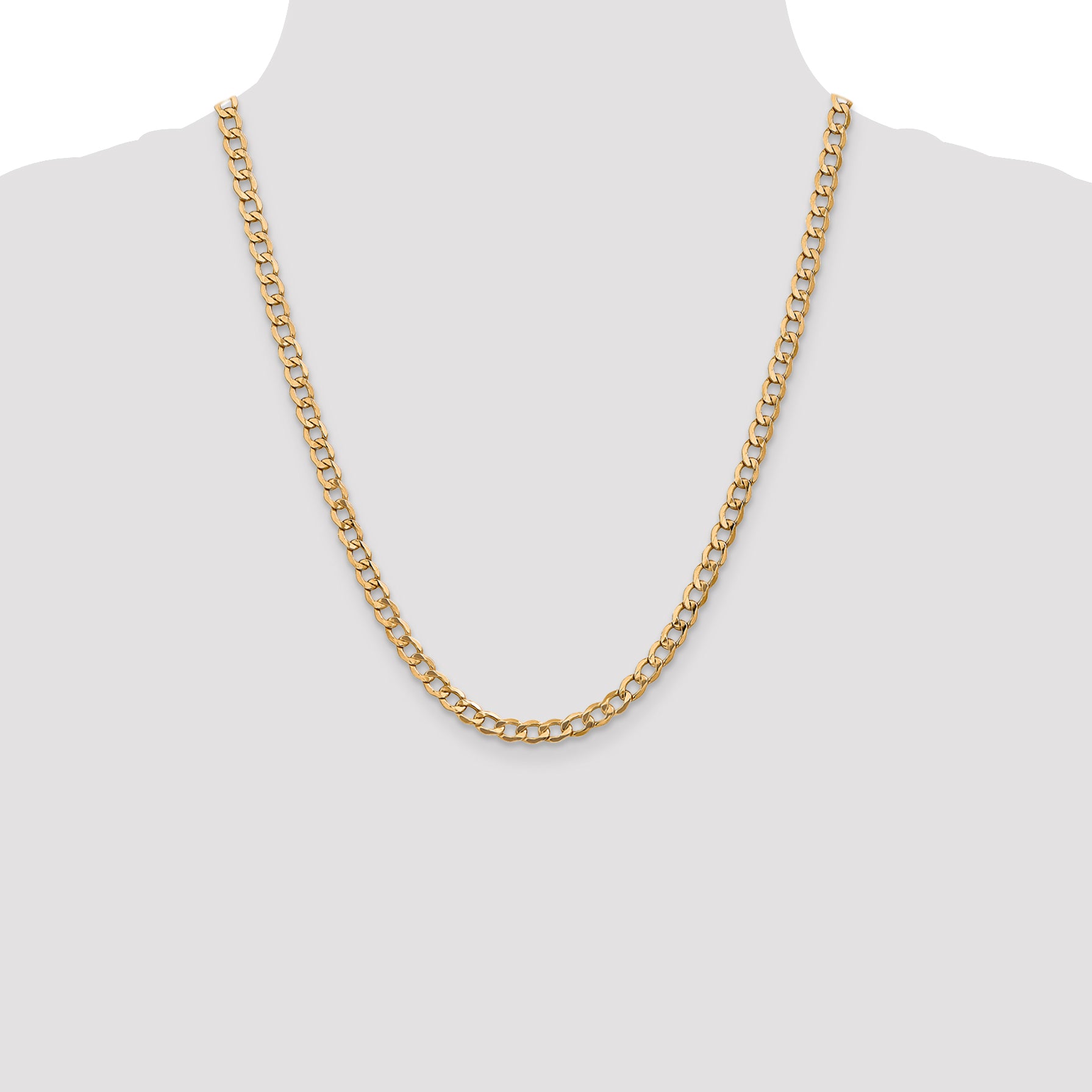 14K 16 inch 5.25mm Semi-Solid Curb with Lobster Clasp Chain