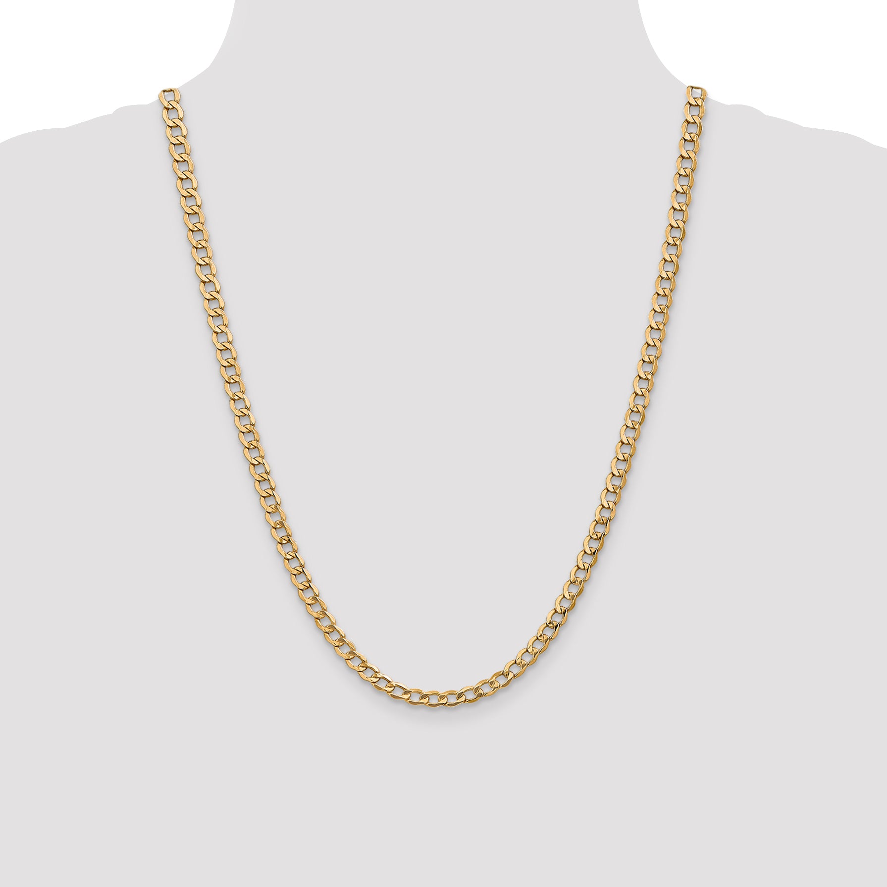 14K 16 inch 5.25mm Semi-Solid Curb with Lobster Clasp Chain