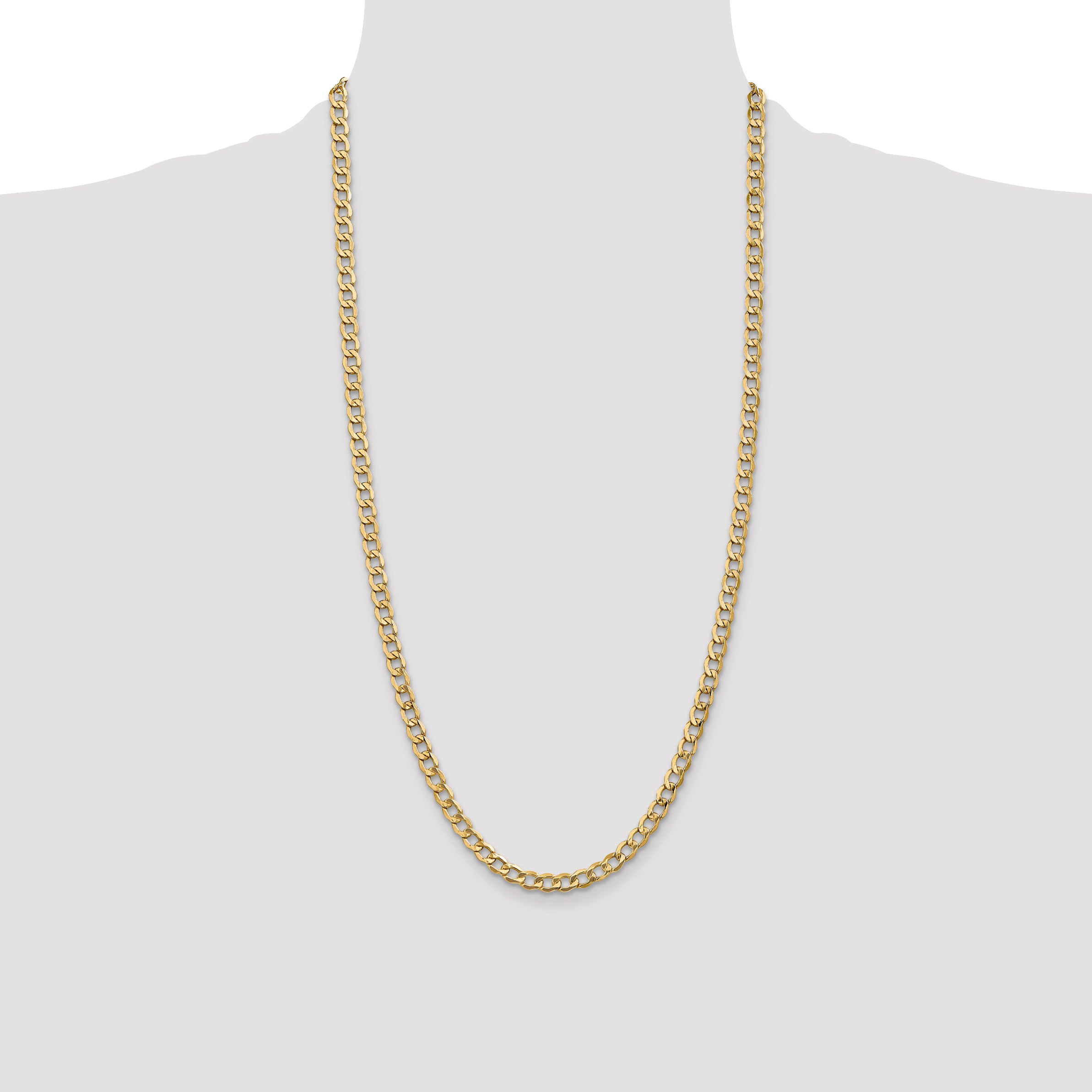 14K 16 inch 5.25mm Semi-Solid Curb with Lobster Clasp Chain