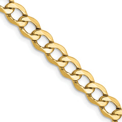 14K 28 inch 5.25mm Semi-Solid Curb with Lobster Clasp Chain