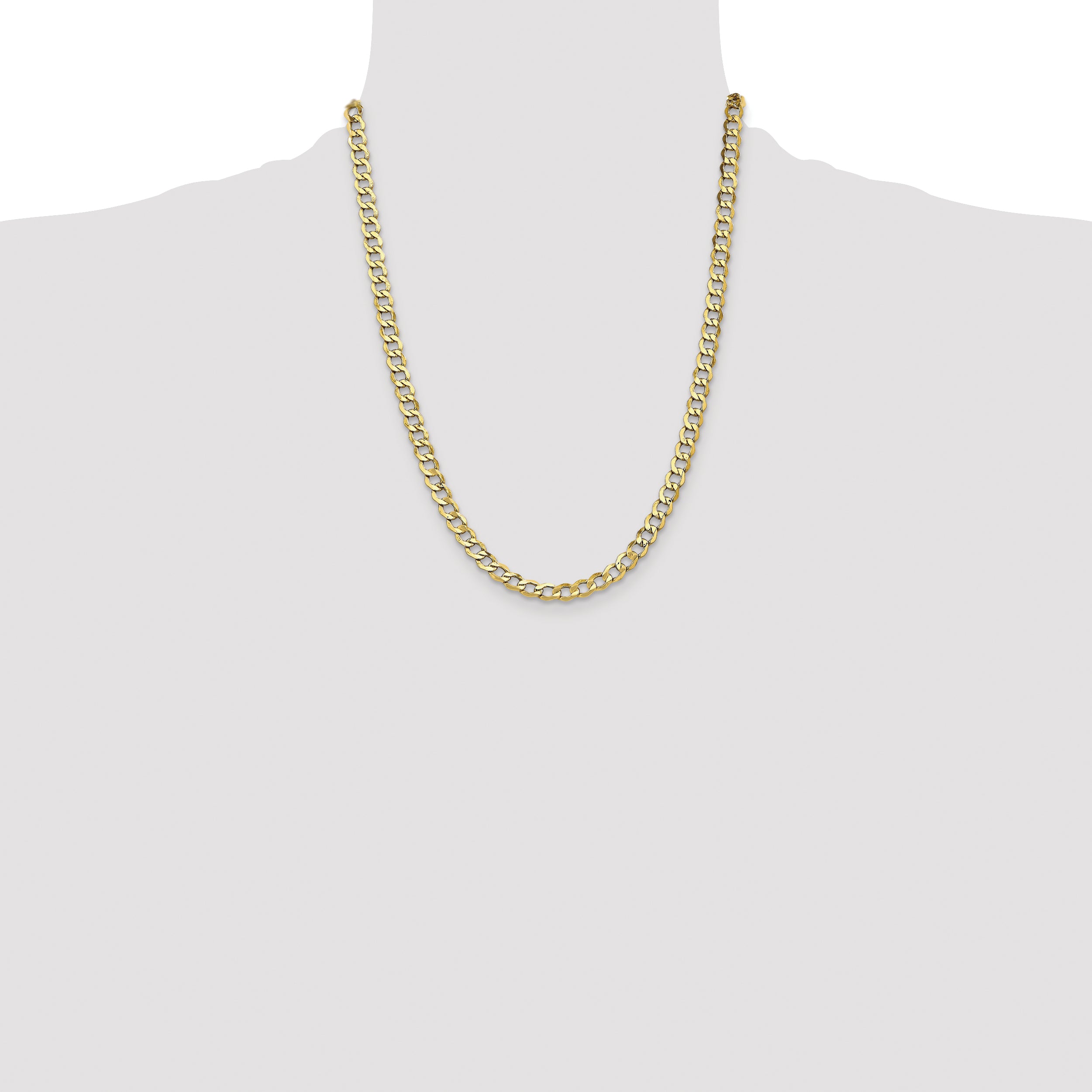 14K 18 inch 6.5mm Semi-Solid Curb with Lobster Clasp Chain