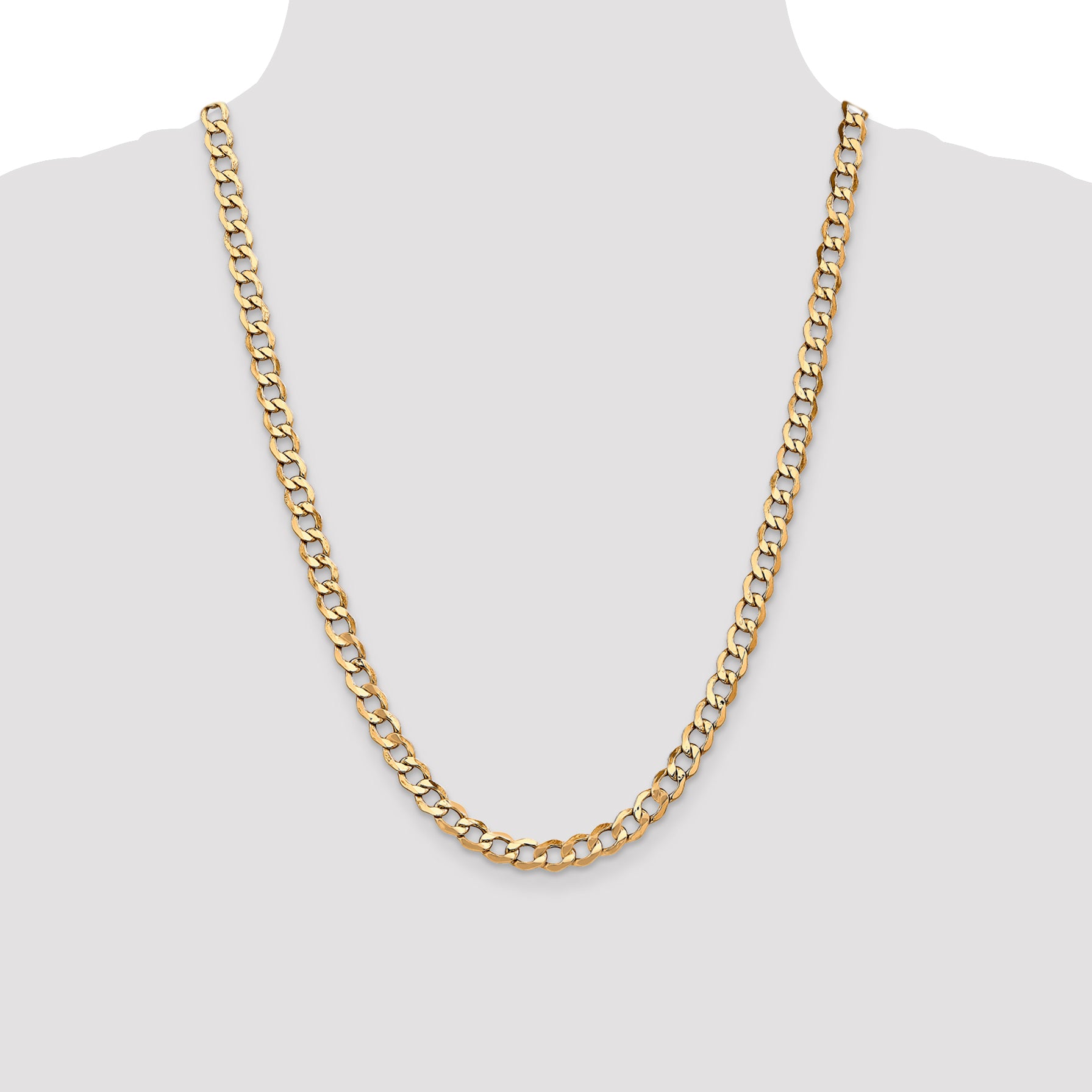 14K 18 inch 6.5mm Semi-Solid Curb with Lobster Clasp Chain