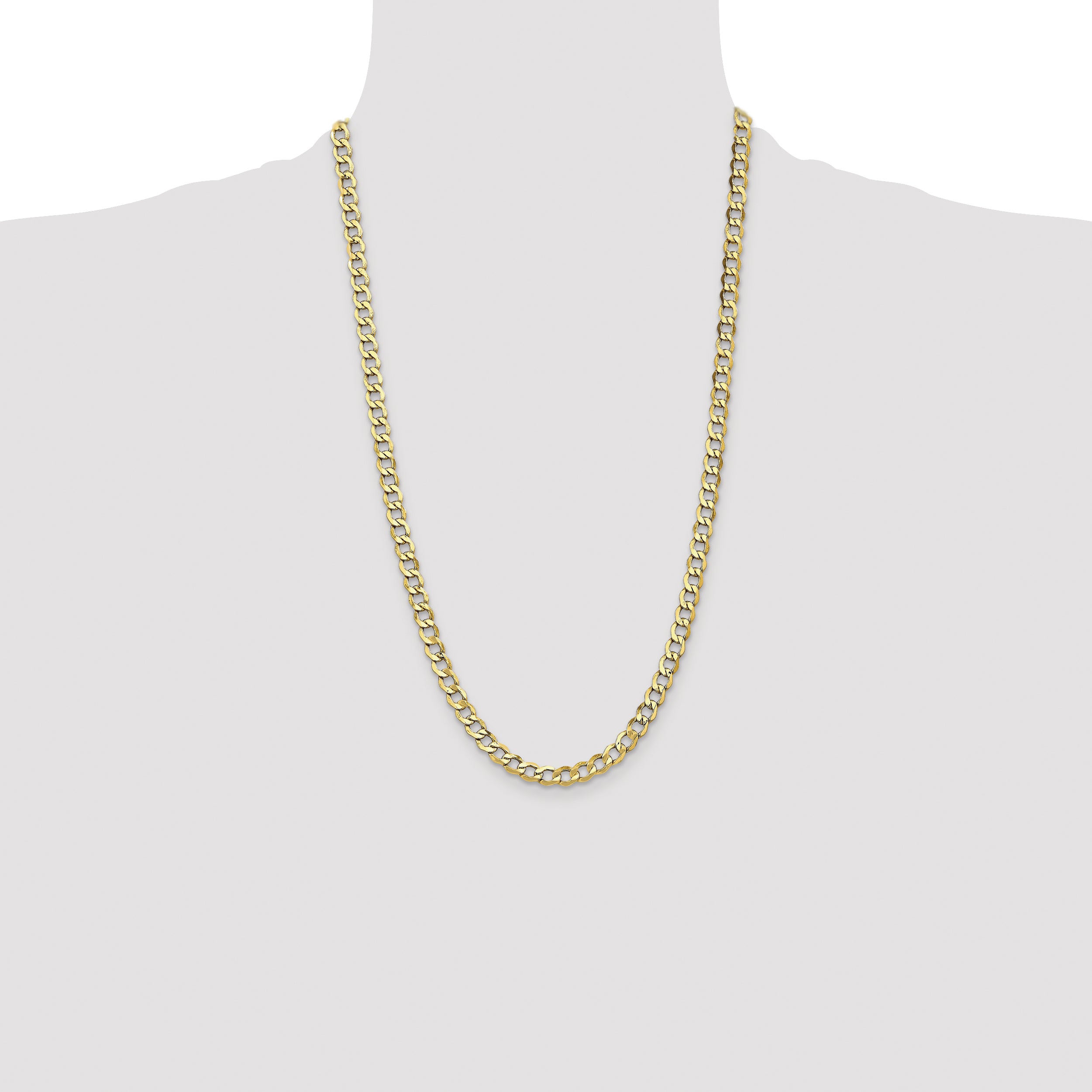 14K 18 inch 6.5mm Semi-Solid Curb with Lobster Clasp Chain