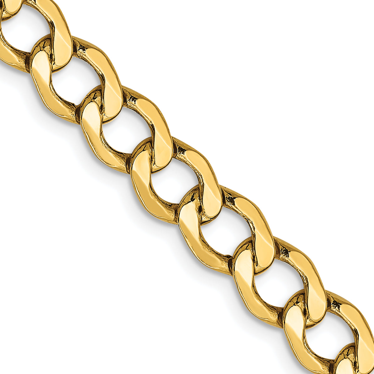 14K 26 inch 6.5mm Semi-Solid Curb with Lobster Clasp Chain