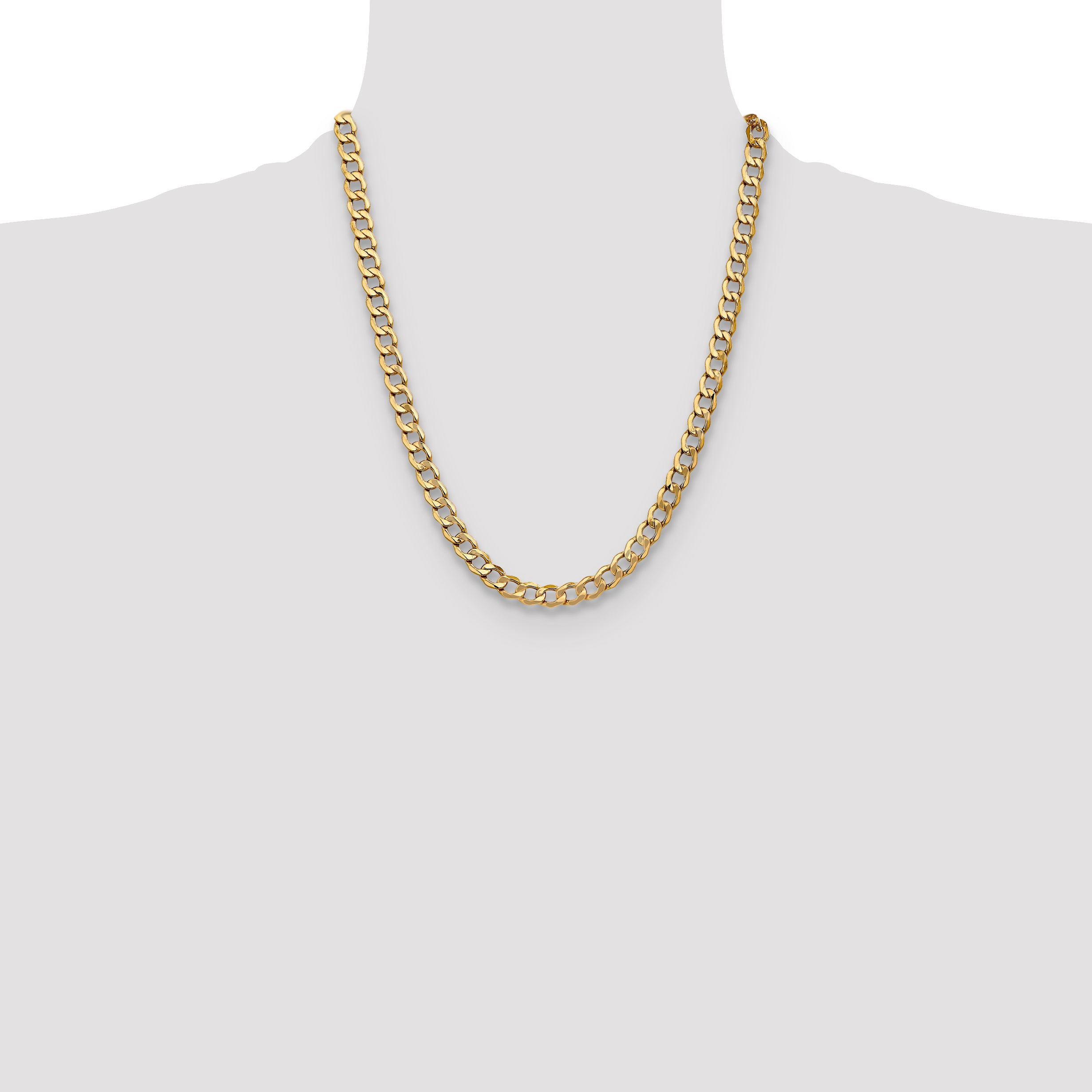 14K 18 inch 7mm Semi-Solid Curb with Lobster Clasp Chain