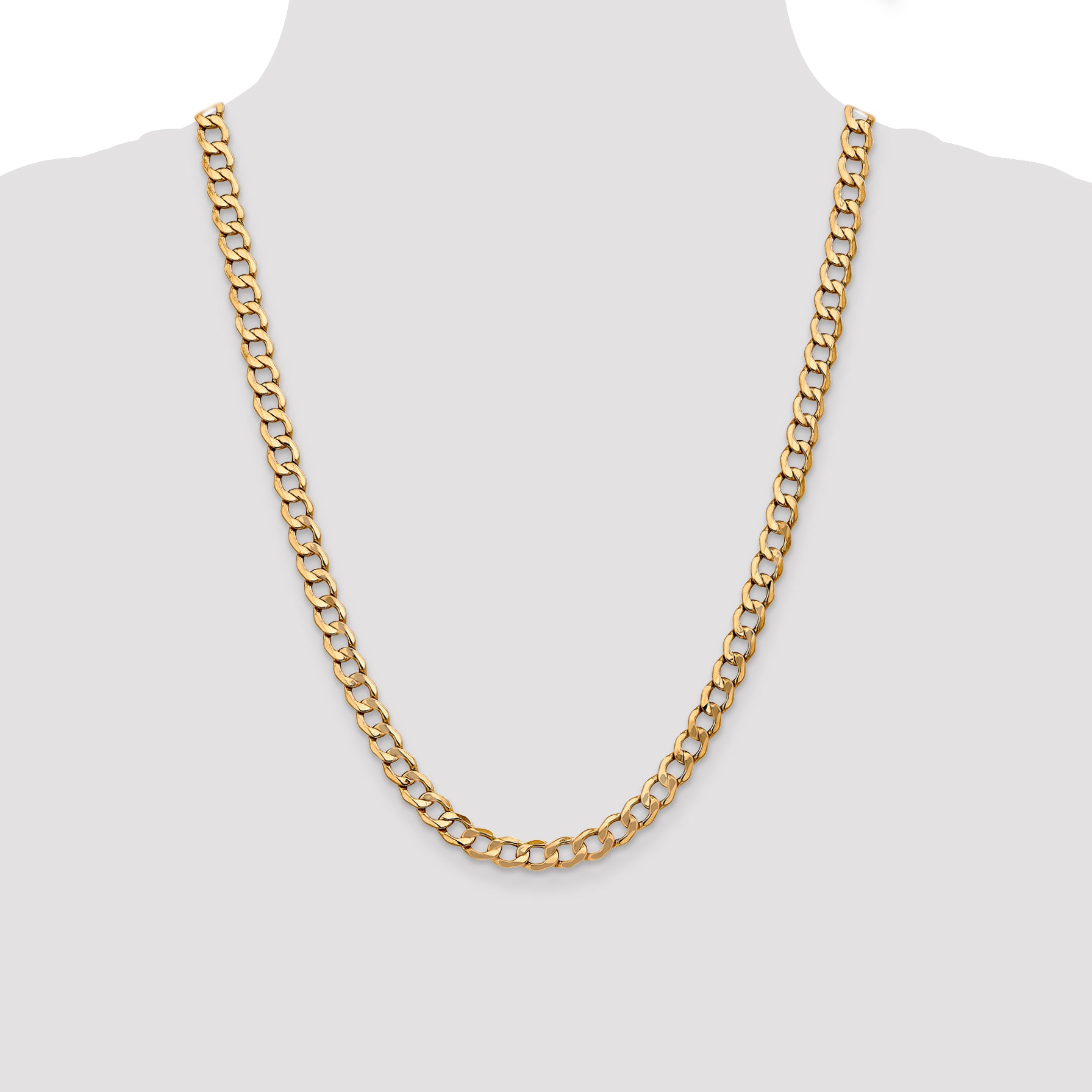 14K 18 inch 7mm Semi-Solid Curb with Lobster Clasp Chain