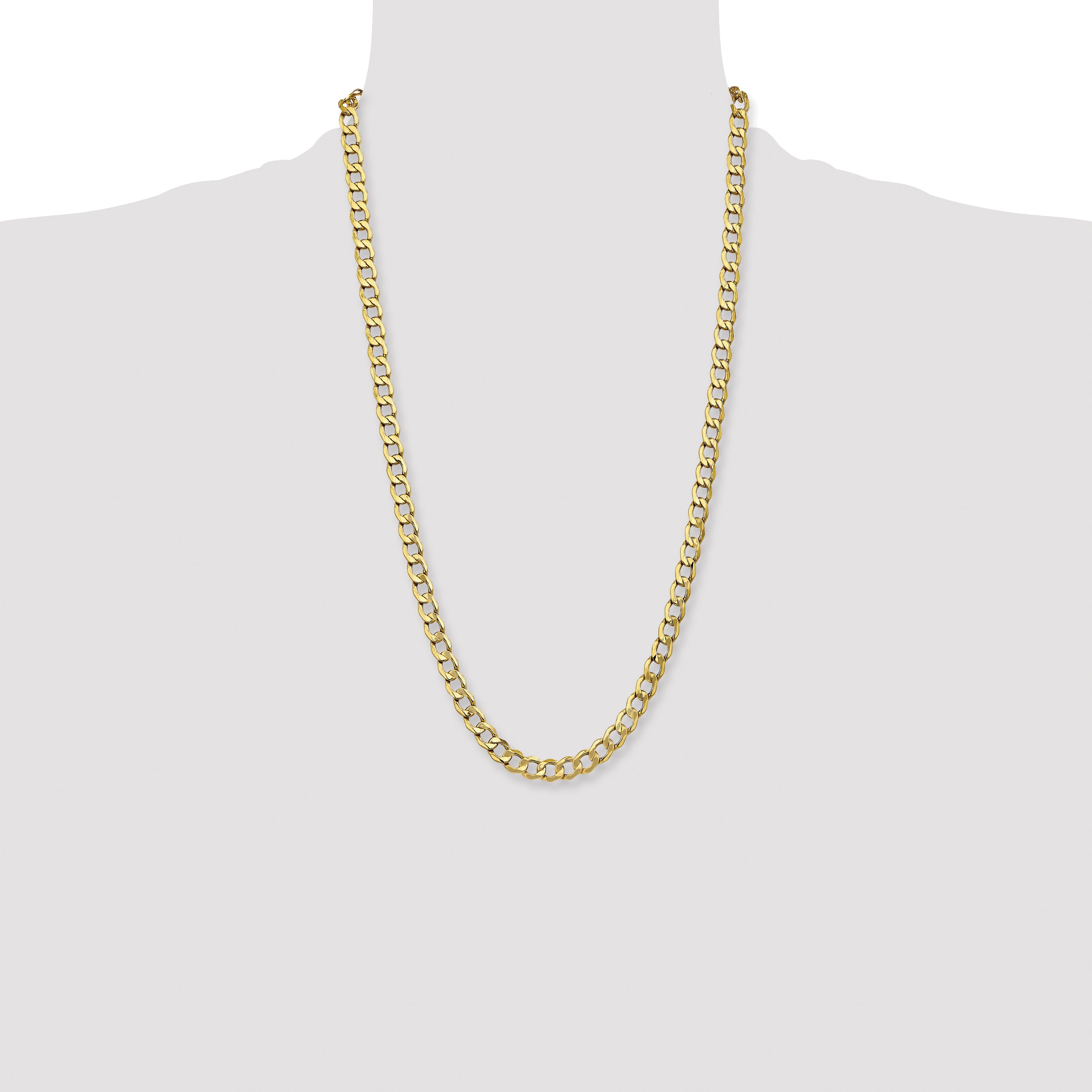 14K 18 inch 7mm Semi-Solid Curb with Lobster Clasp Chain