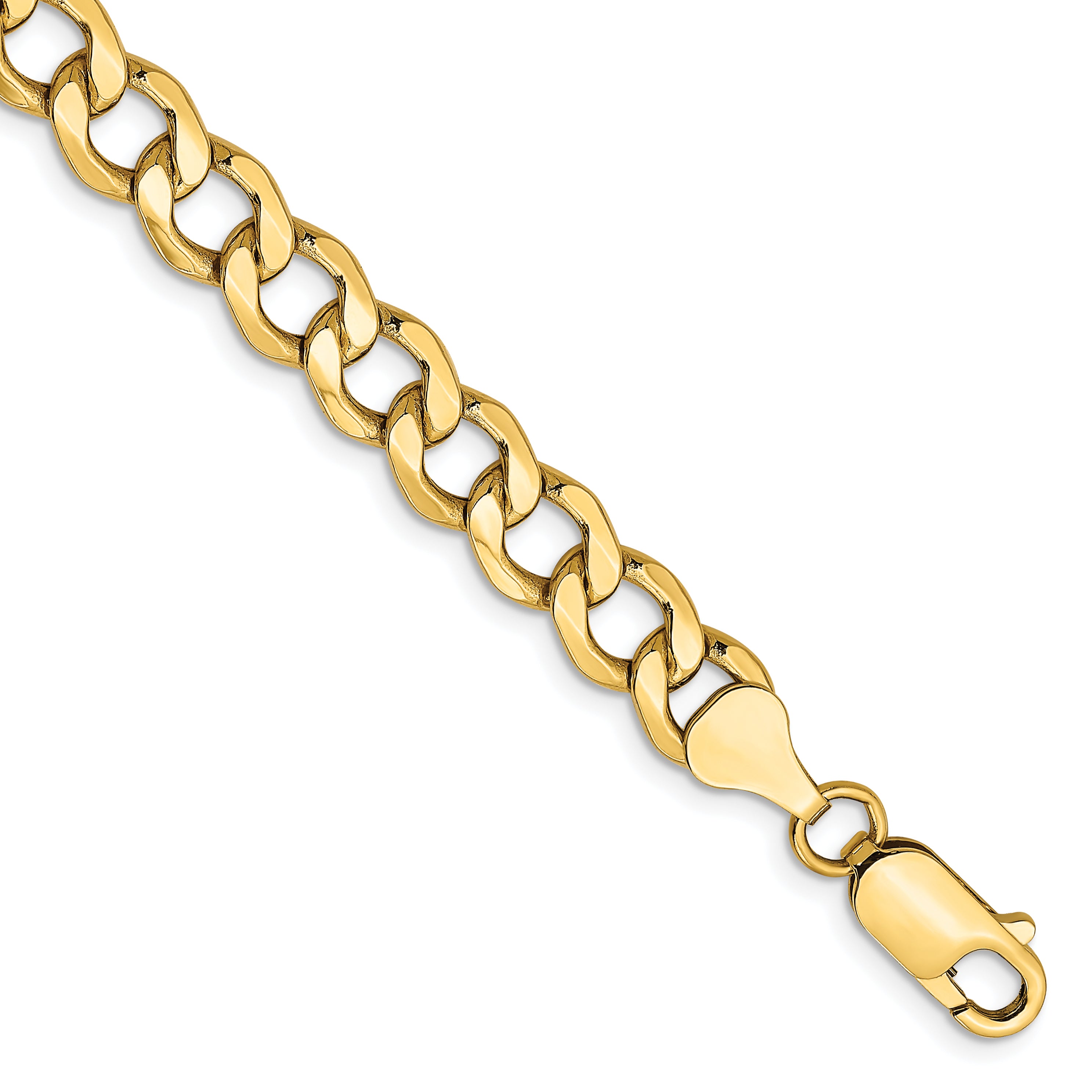 14K 9 inch 7mm Semi-Solid Curb with Lobster Clasp Chain