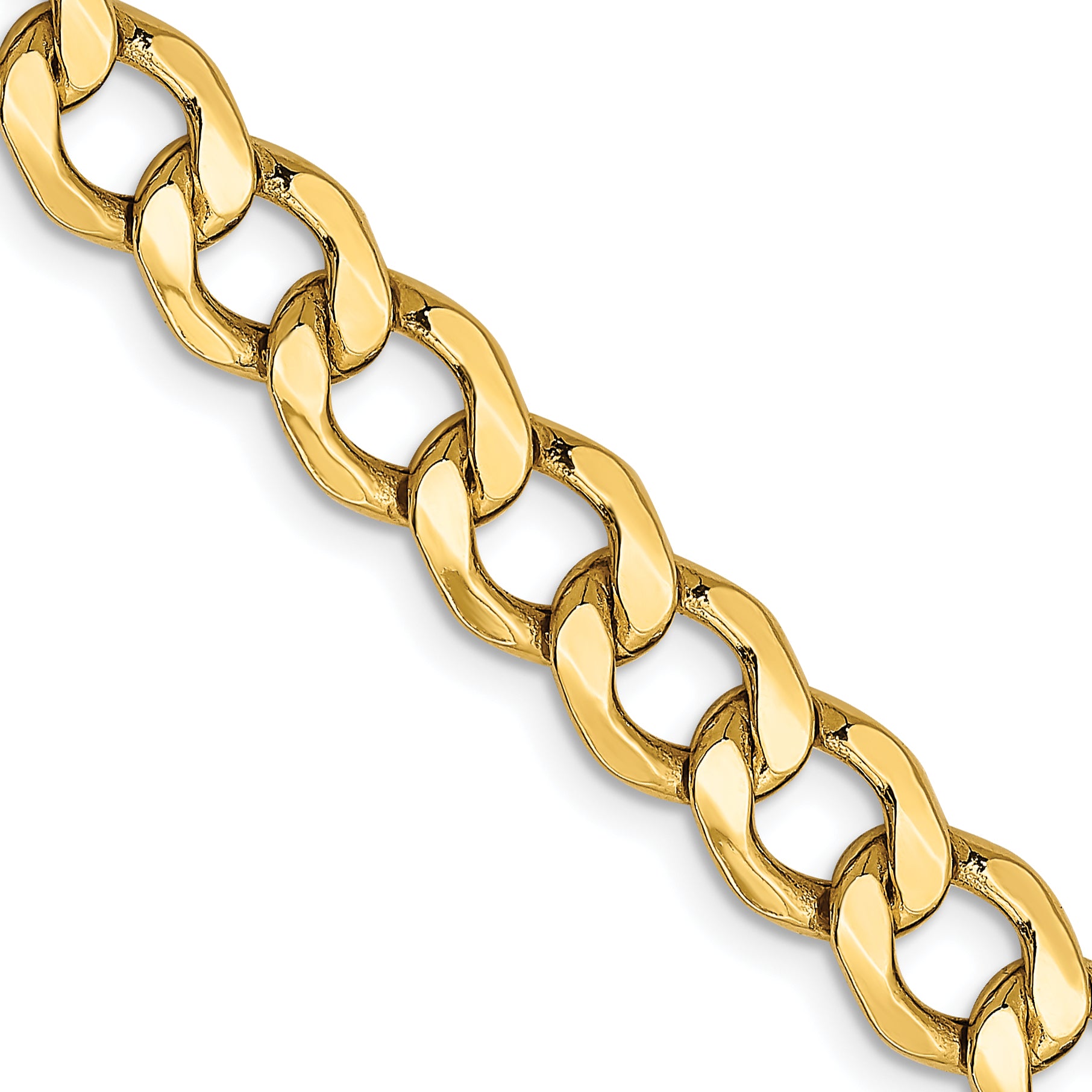 14K 26 inch 7mm Semi-Solid Curb with Lobster Clasp Chain