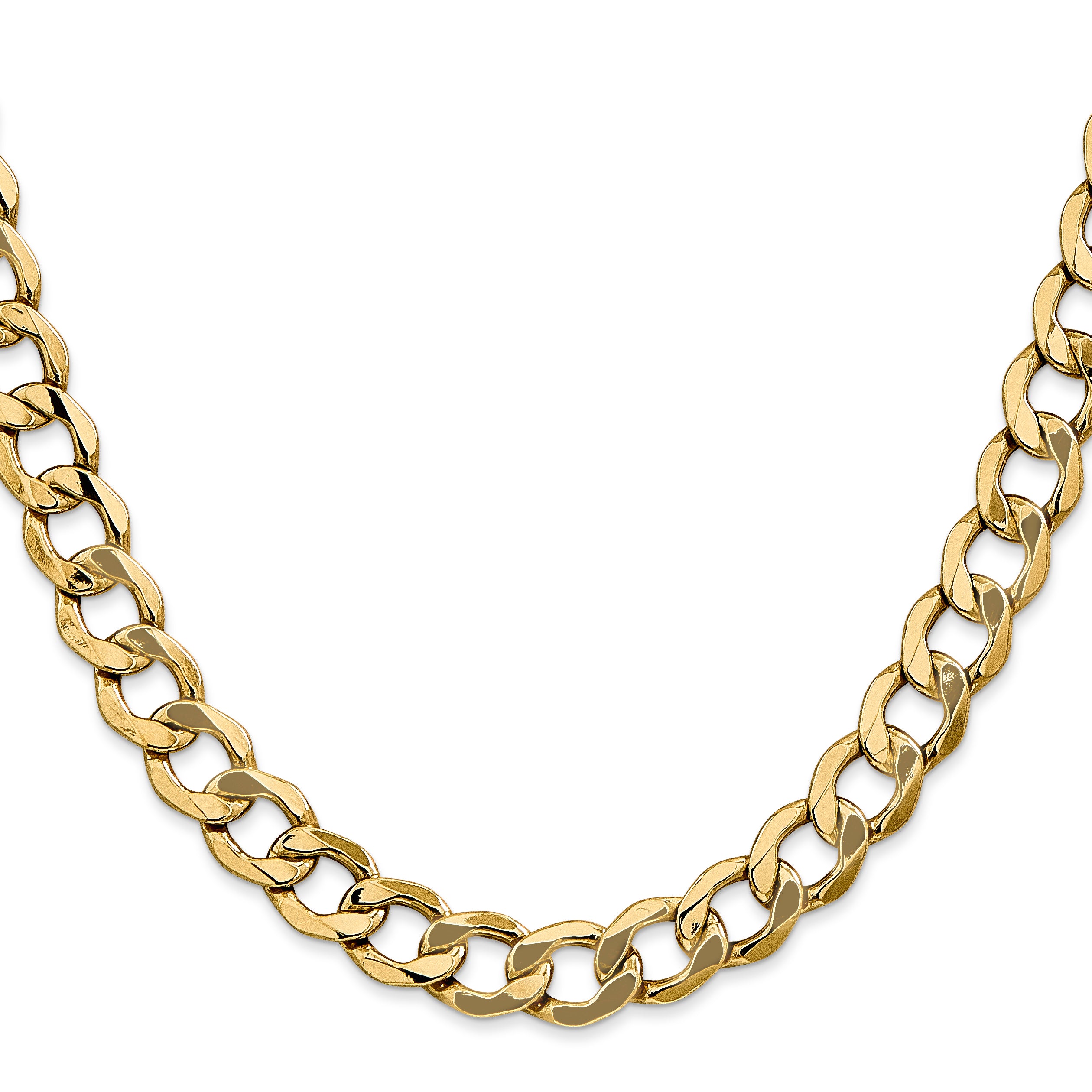 14K 18 inch 9mm Semi-Solid Curb with Lobster Clasp Chain