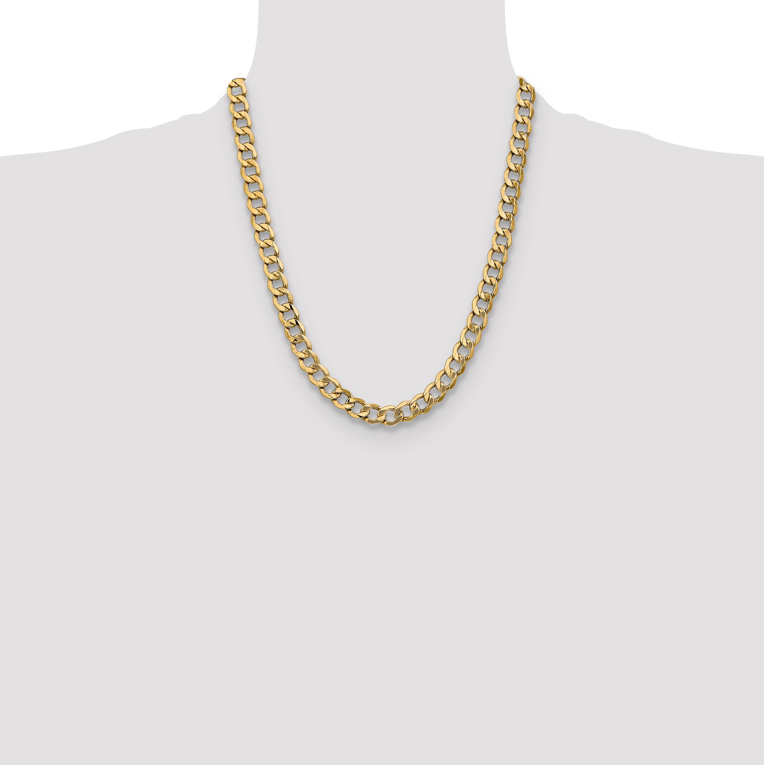 14K 18 inch 9mm Semi-Solid Curb with Lobster Clasp Chain