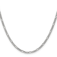 14K White Gold 16 inch 2.5mm Semi-Solid Figaro with Lobster Clasp Chain