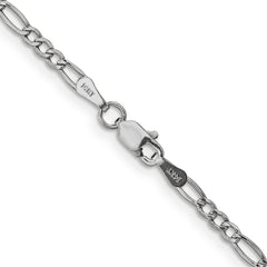 14K White Gold 16 inch 2.5mm Semi-Solid Figaro with Lobster Clasp Chain