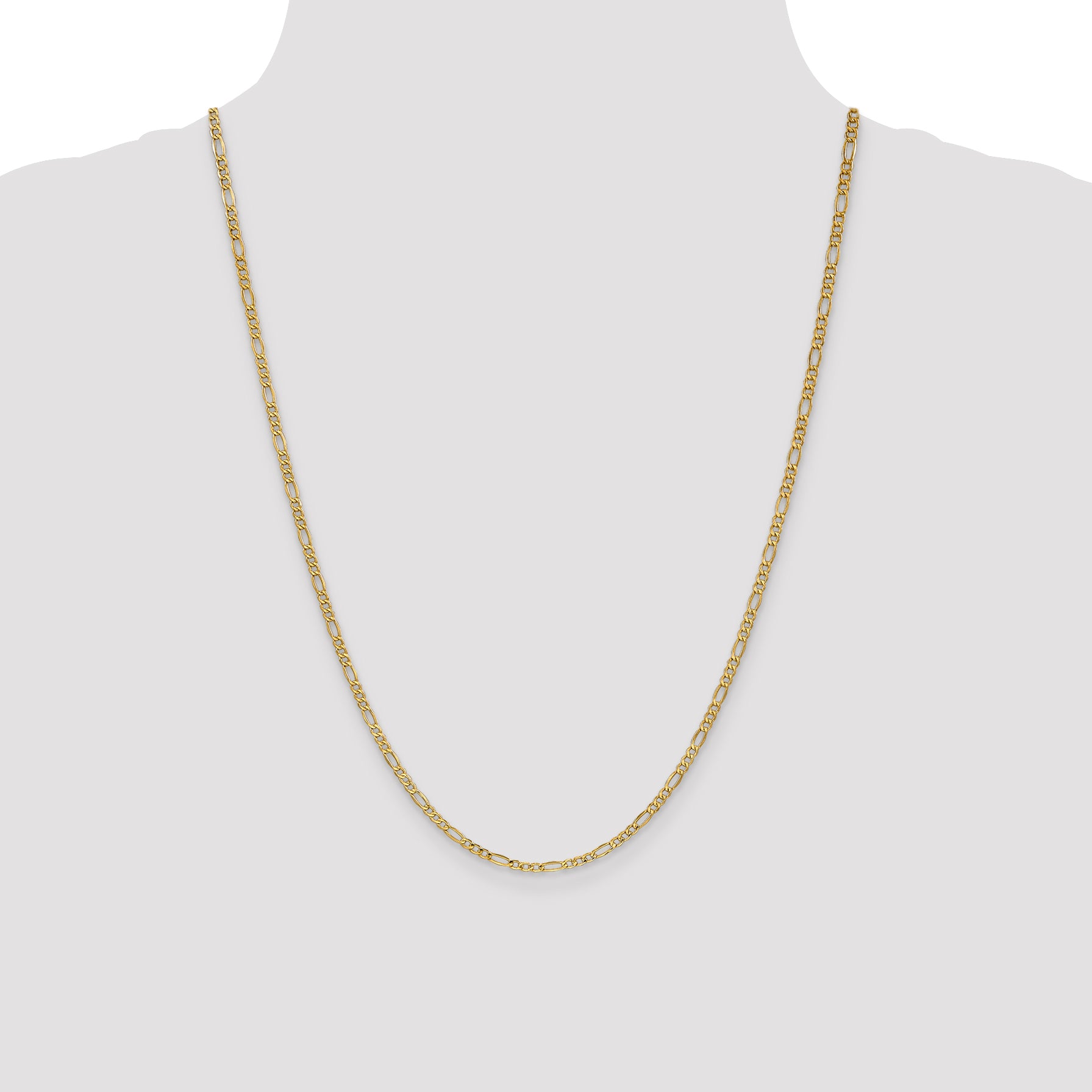 14K 16 inch 2.5mm Semi-Solid Figaro with Lobster Clasp Chain