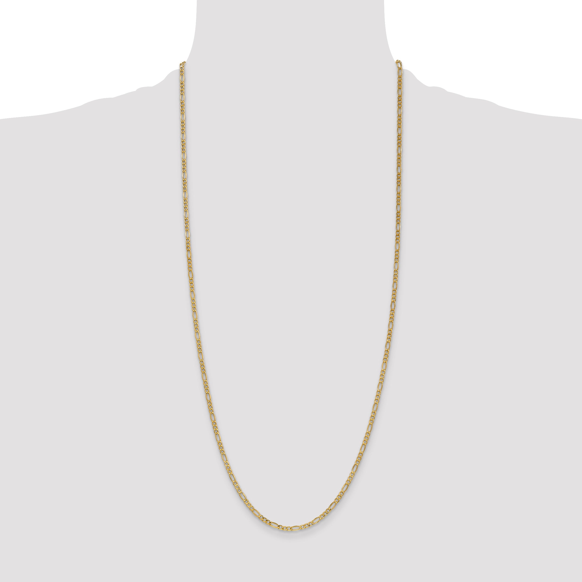 14K 16 inch 2.5mm Semi-Solid Figaro with Lobster Clasp Chain