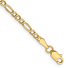 14K 9 inch 2.5mm Semi-Solid Figaro with Lobster Clasp Anklet