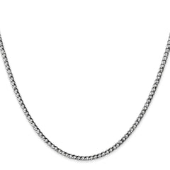 14K White Gold 16 inch 2.5mm Semi-Solid Curb with Lobster Clasp Chain