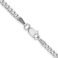 14K White Gold 16 inch 2.5mm Semi-Solid Curb with Lobster Clasp Chain