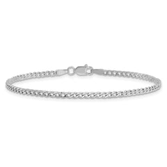 14K White Gold 7 inch 2.5mm Semi-Solid Curb with Lobster Clasp Bracelet