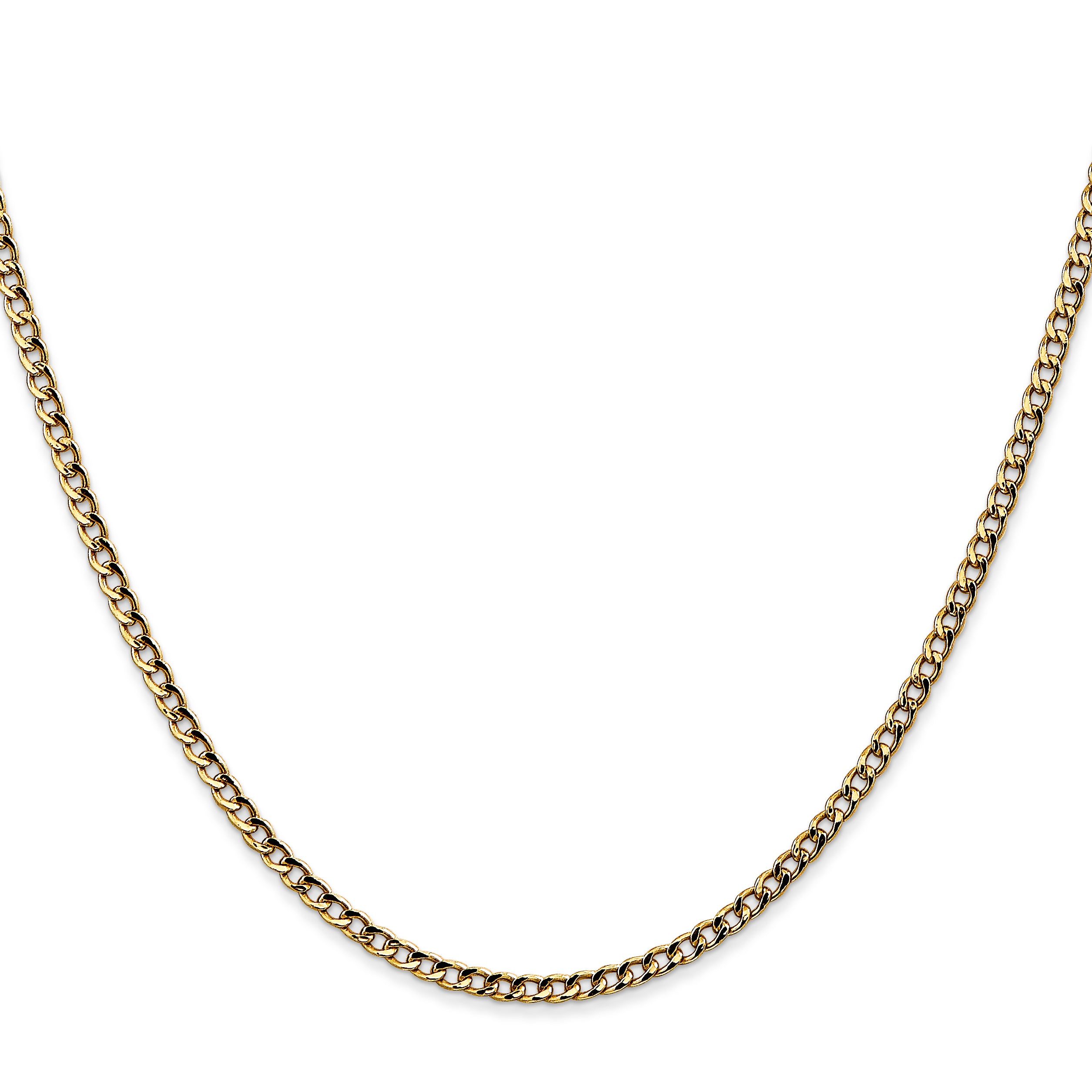 14K 16 inch 2.5mm Semi-Solid Curb with Lobster Clasp Chain