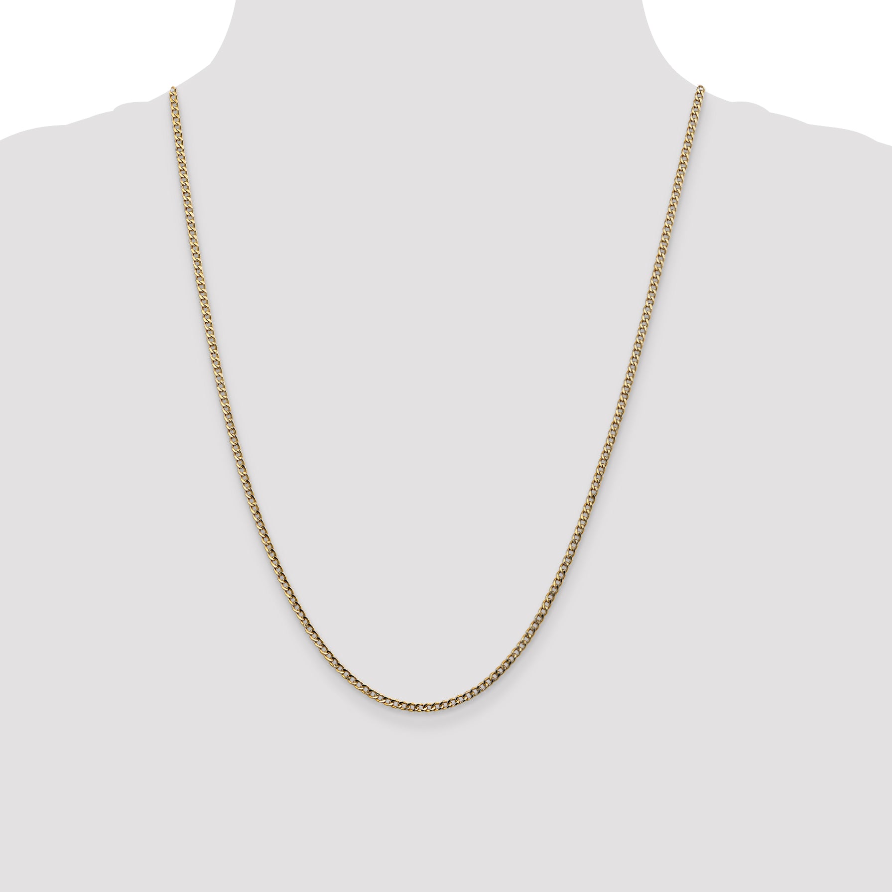 14K 16 inch 2.5mm Semi-Solid Curb with Lobster Clasp Chain