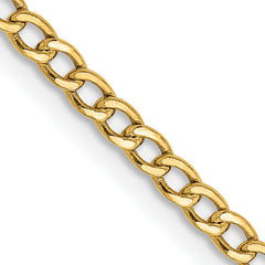 14K 28 inch 2.5mm Semi-Solid Curb with Lobster Clasp Chain