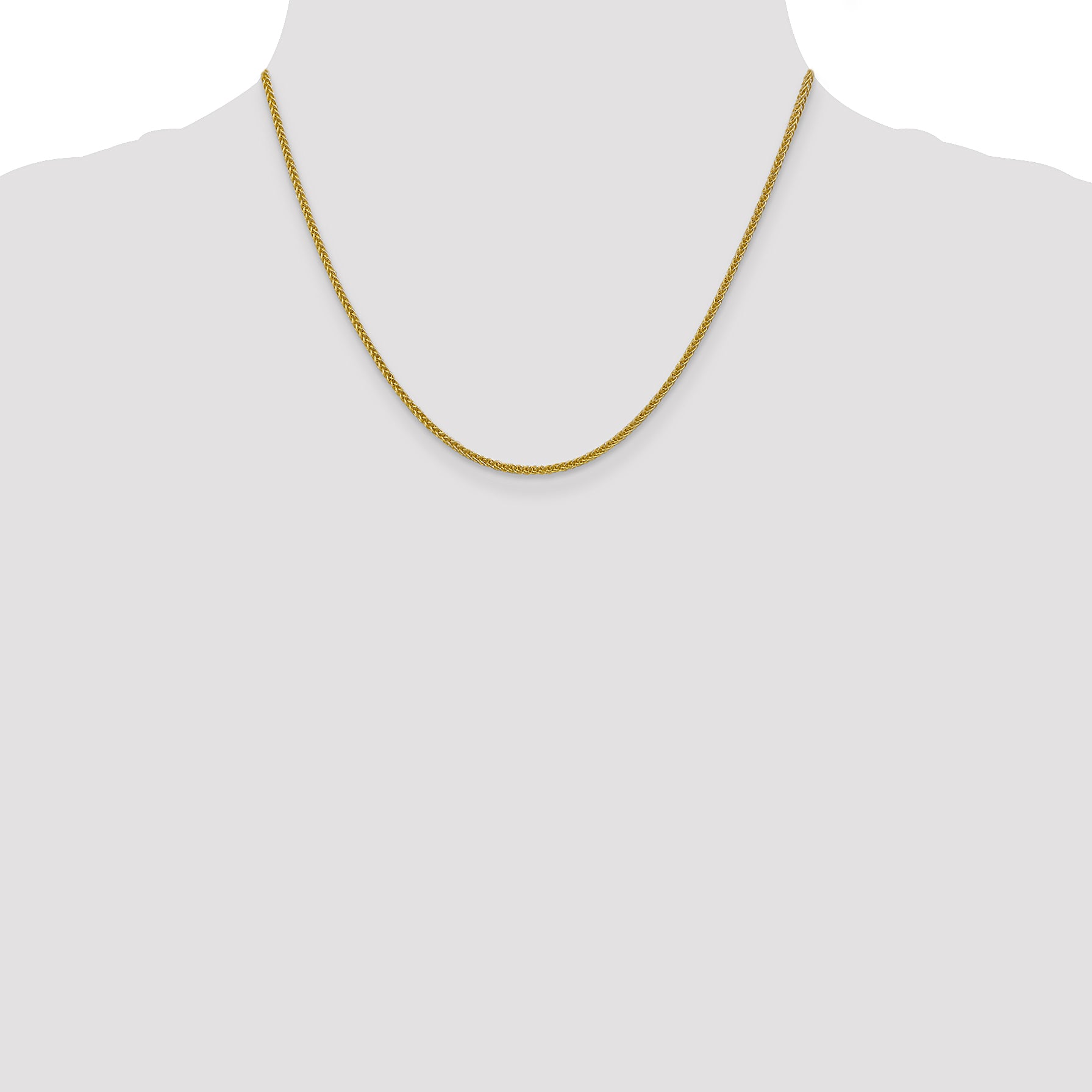 14K 16 inch 2mm Semi-Solid 3-Wire Wheat with Lobster Clasp Chain