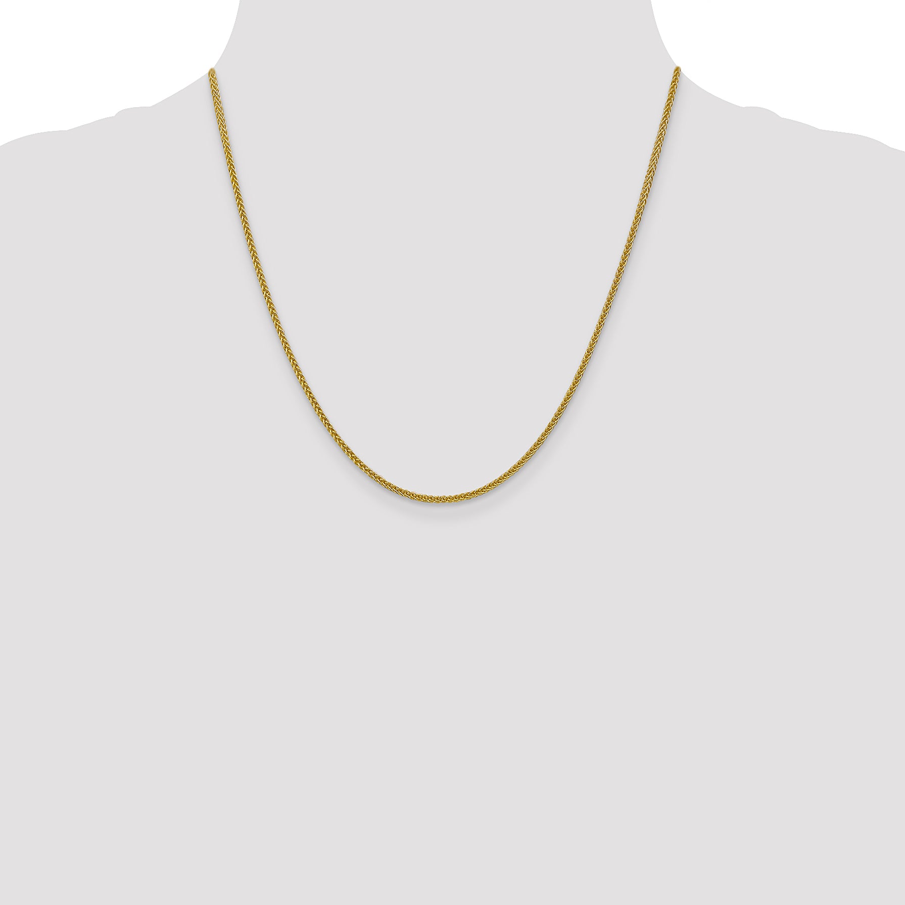 14K 16 inch 2mm Semi-Solid 3-Wire Wheat with Lobster Clasp Chain