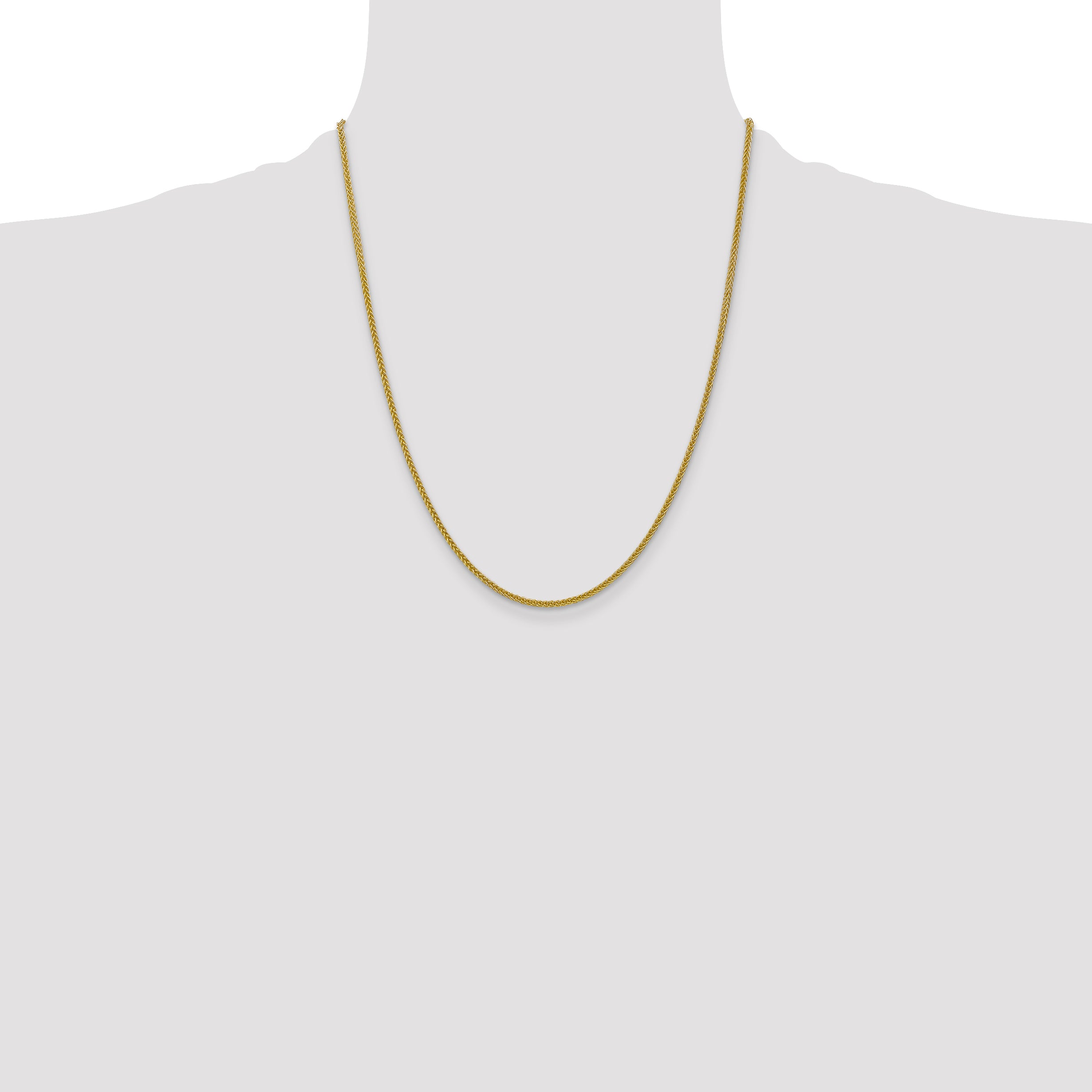 14K 16 inch 2mm Semi-Solid 3-Wire Wheat with Lobster Clasp Chain