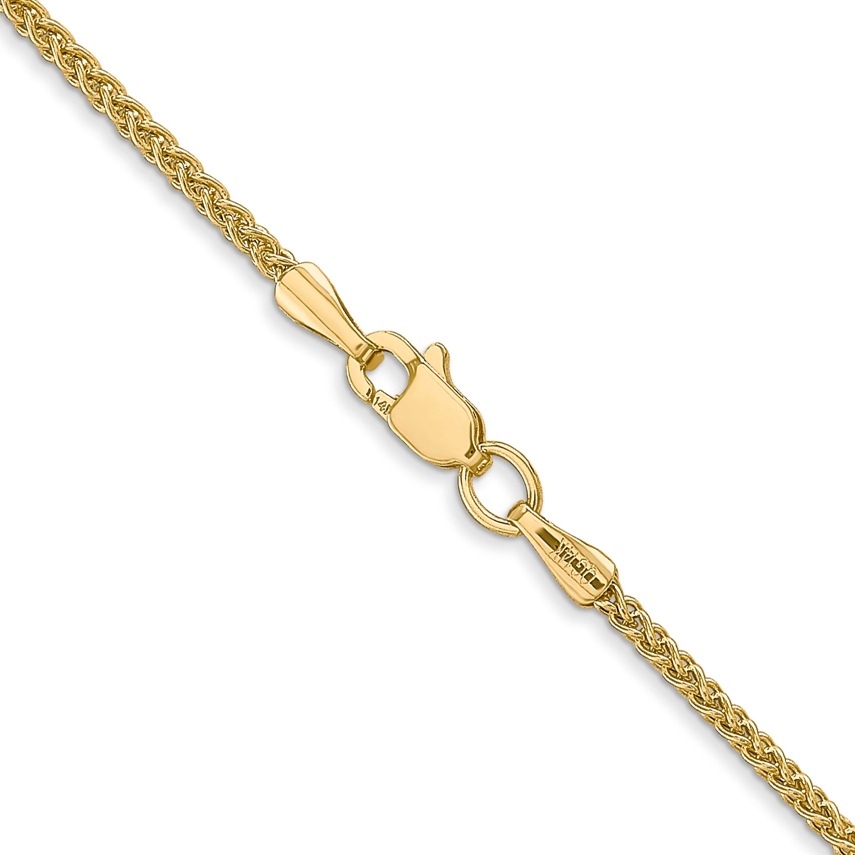 14K 16 inch 1.55mm Semi-Solid Wheat with Lobster Clasp Chain