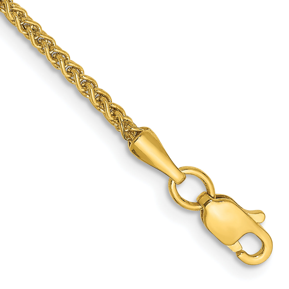 14K 10 inch 1.55mm Semi-Solid Wheat with Lobster Clasp Anklet