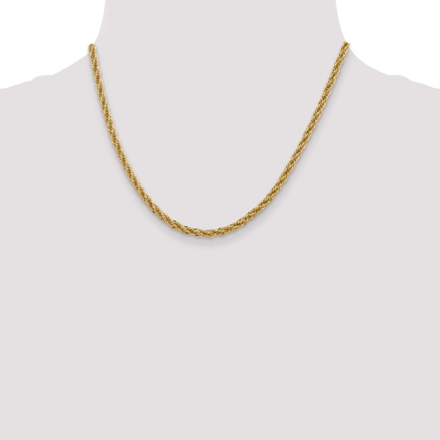 14K 16 inch 3.3mm Diamond-cut Semi Solid with Lobster Clasp Chain