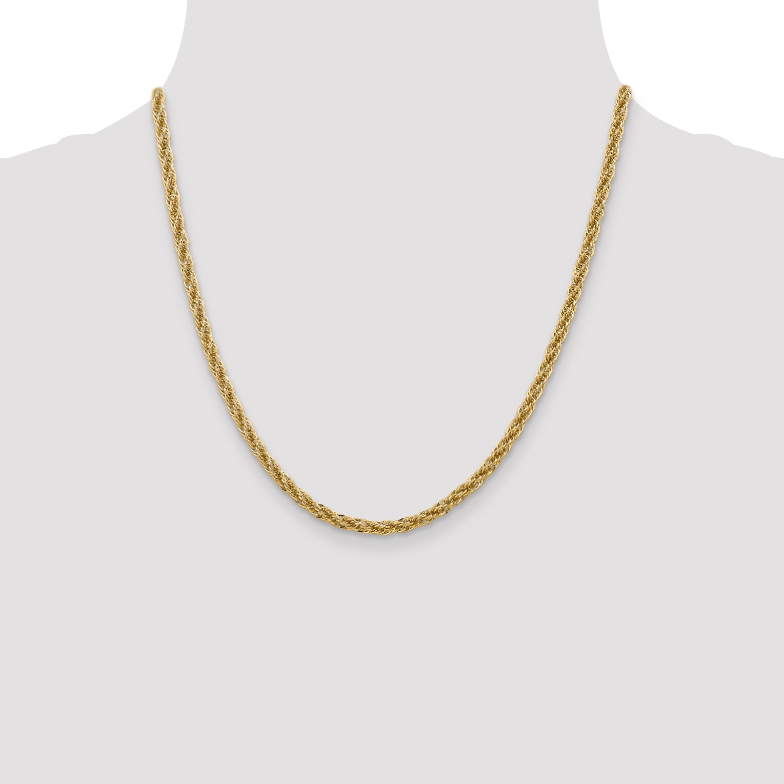 14K 16 inch 3.3mm Diamond-cut Semi Solid with Lobster Clasp Chain