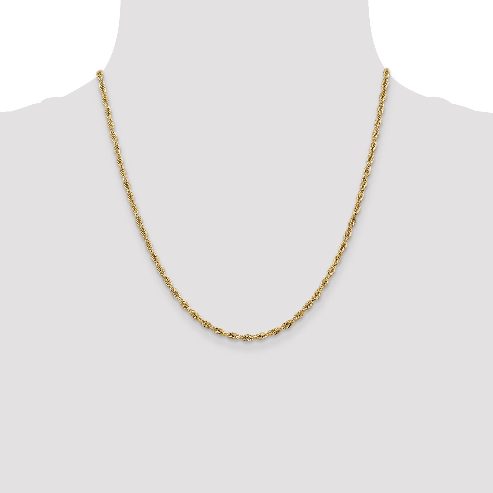 14K 16 inch 2.8mm Semi Solid Rope with Lobster Clasp Chain