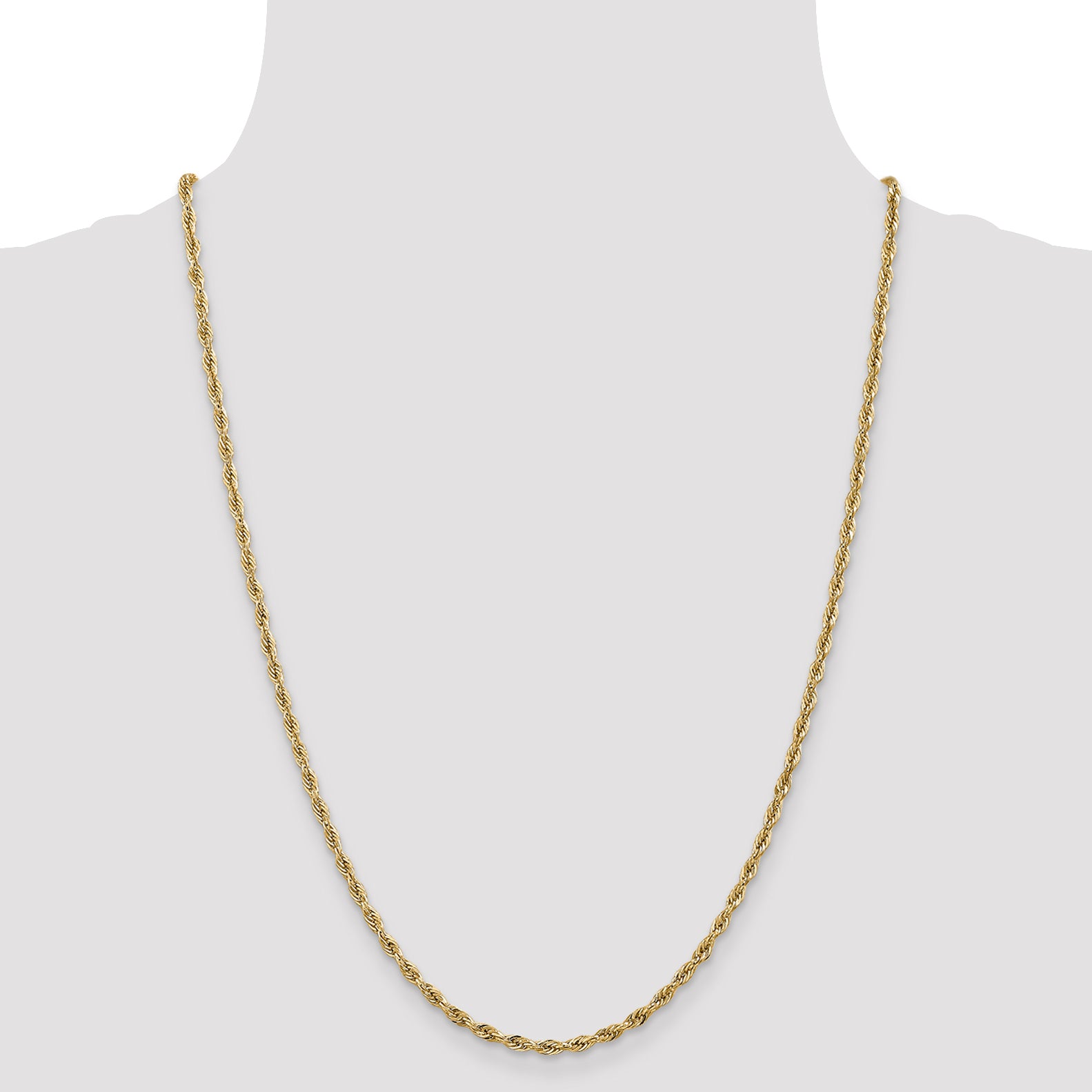 14K 16 inch 2.8mm Semi Solid Rope with Lobster Clasp Chain