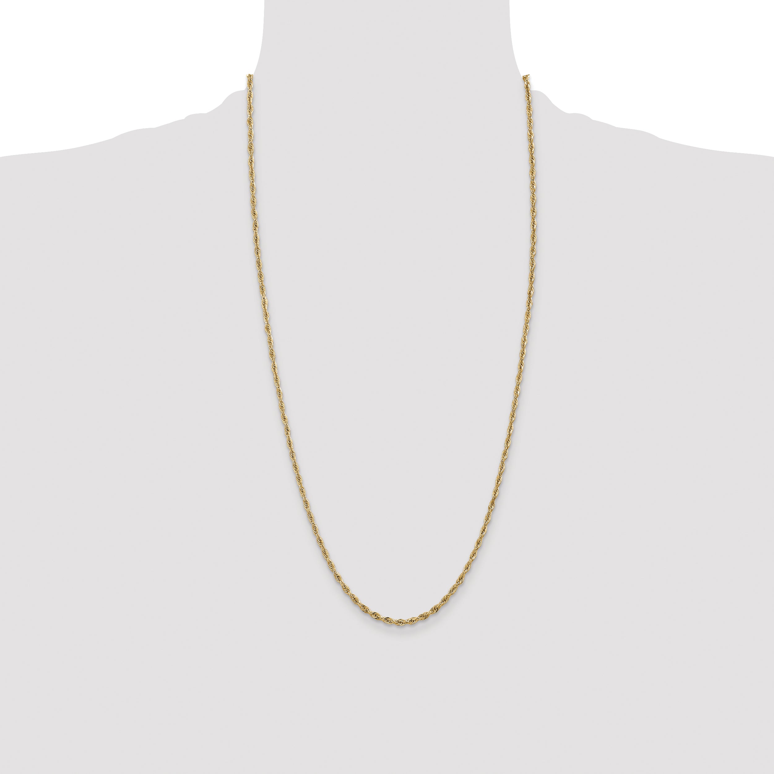 14K 16 inch 2.8mm Semi Solid Rope with Lobster Clasp Chain