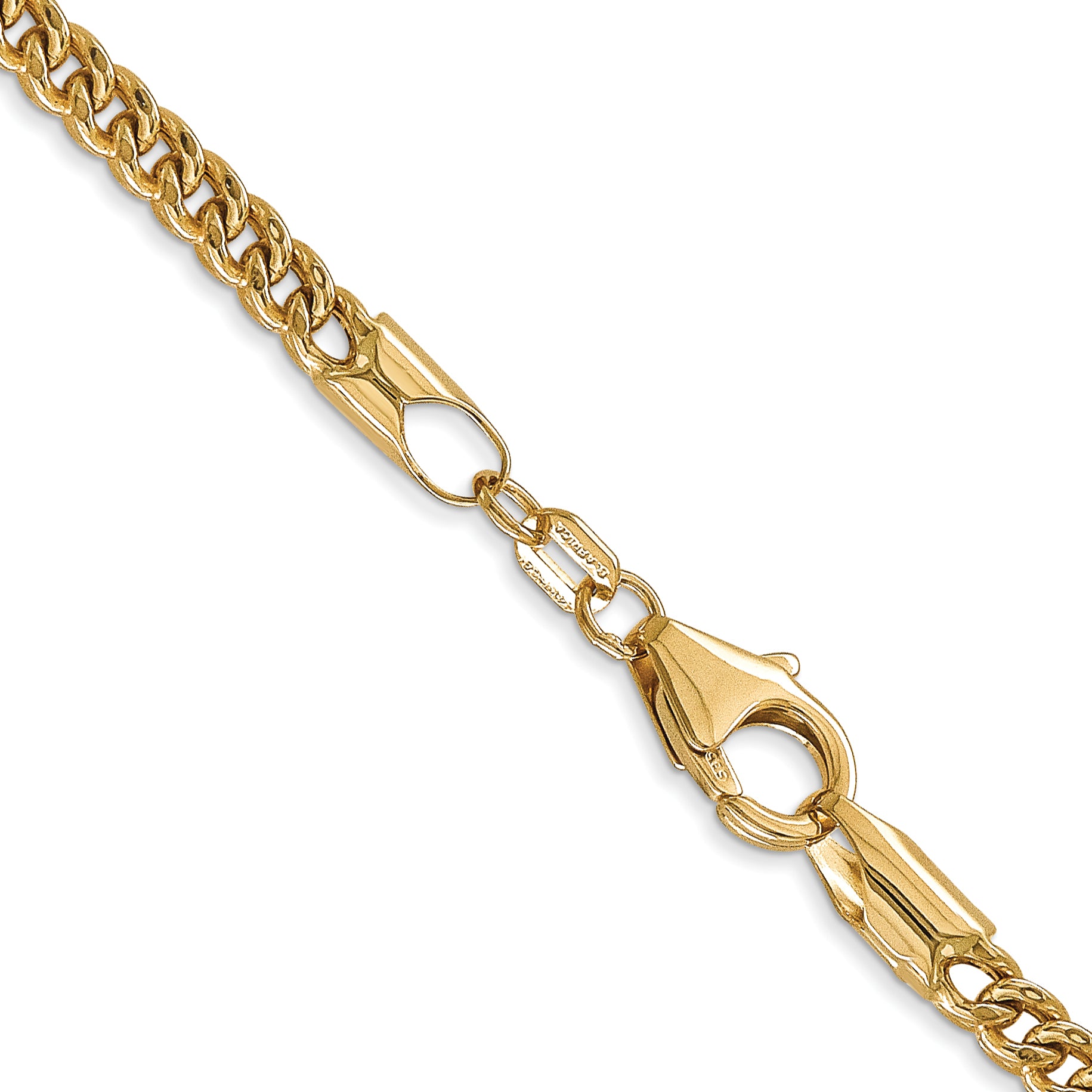 14K 18 inch 3mm Semi-Solid Franco with Fancy Lobster Clasp Chain