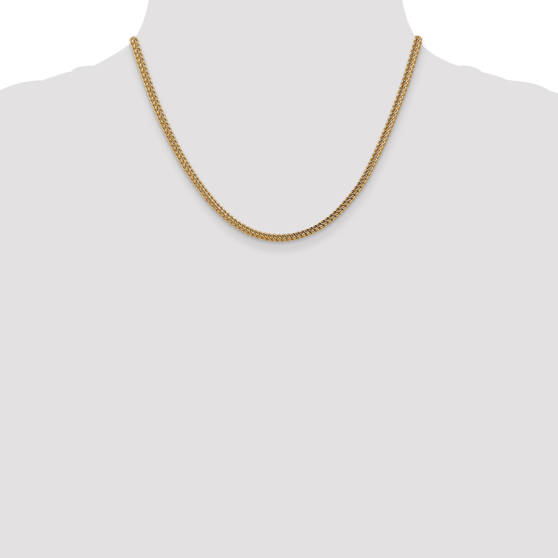 14K Gold Unisex Franco Chain with Fancy Lobster Clasp 18 Inch