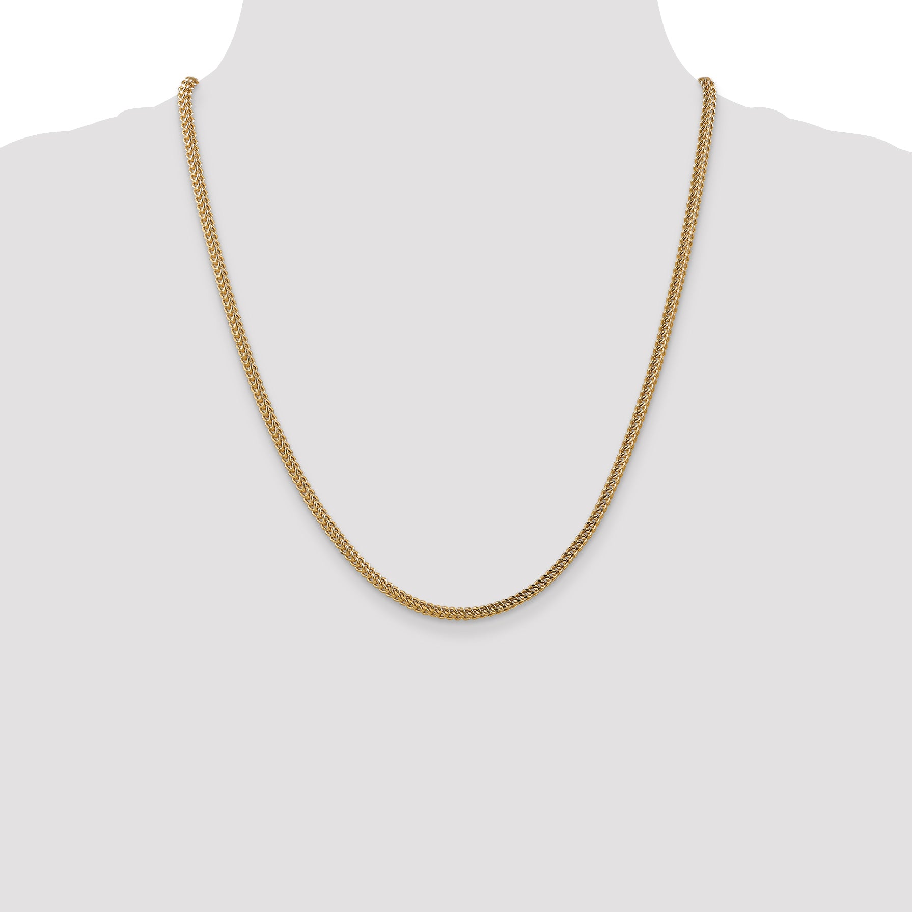 14K Gold Unisex Franco Chain with Fancy Lobster Clasp 18 Inch