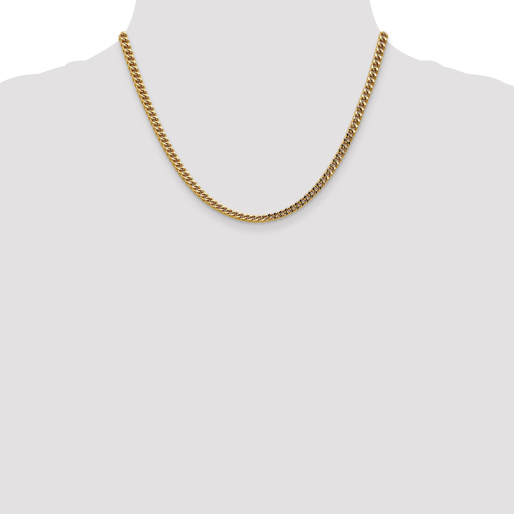 14K Gold Franco Necklace with Fancy Lobster Clasp for Unisex Elegance