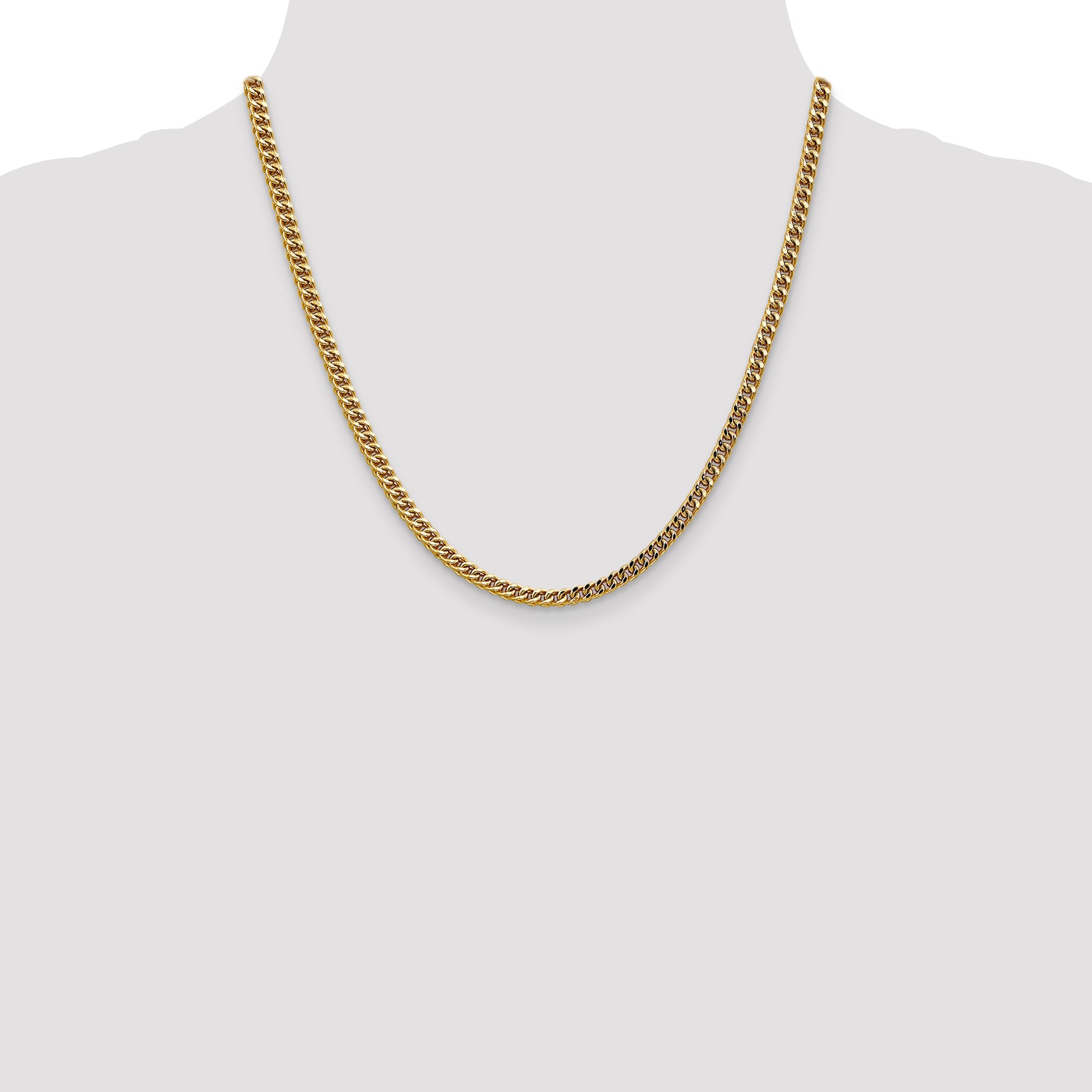 14K Gold Franco Necklace with Fancy Lobster Clasp for Unisex Elegance