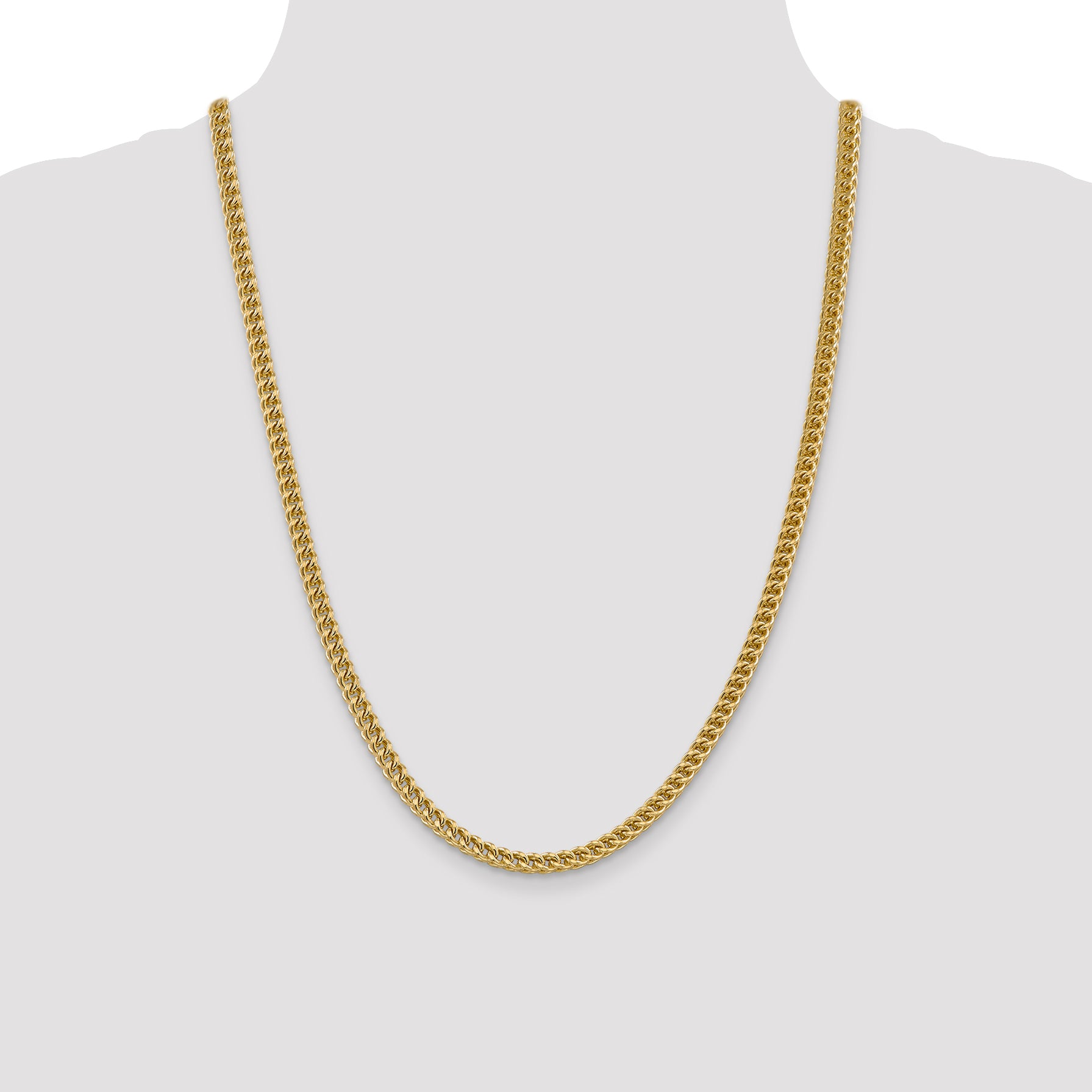 14K Gold Franco Chain Necklace with Fancy Lobster Clasp for Men