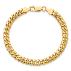 14K 7 inch 6mm Semi-Solid Miami Cuban with Lobster Clasp Bracelet