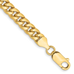 14K 9 inch 6mm Semi-Solid Miami Cuban with Lobster Clasp Chain