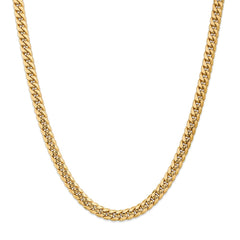 14K Yellow Gold 7.3mm Semi-Solid Miami Cuban Chain