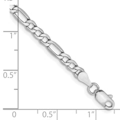 14K White Gold 10 inch 3.5mm Semi-Solid Figaro with Lobster Clasp Chain